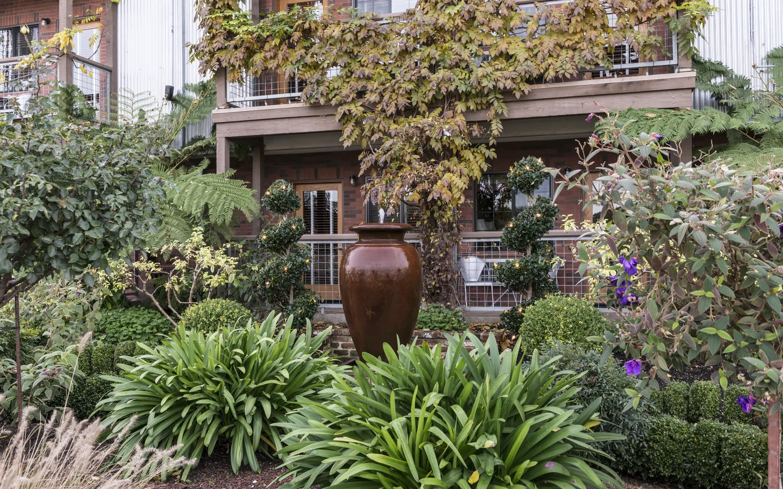 Historic Napa Mill courtyard with brick and stone architecture in downtown Napa